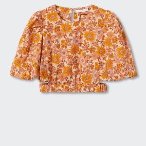 Floral Cropped Blouse - Size 6